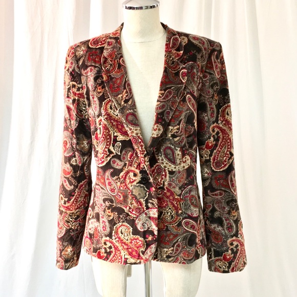Talbots Velvet Paisley Blazer 